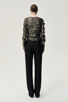 Cigarette Leg Trousers in Silk and Wool Black