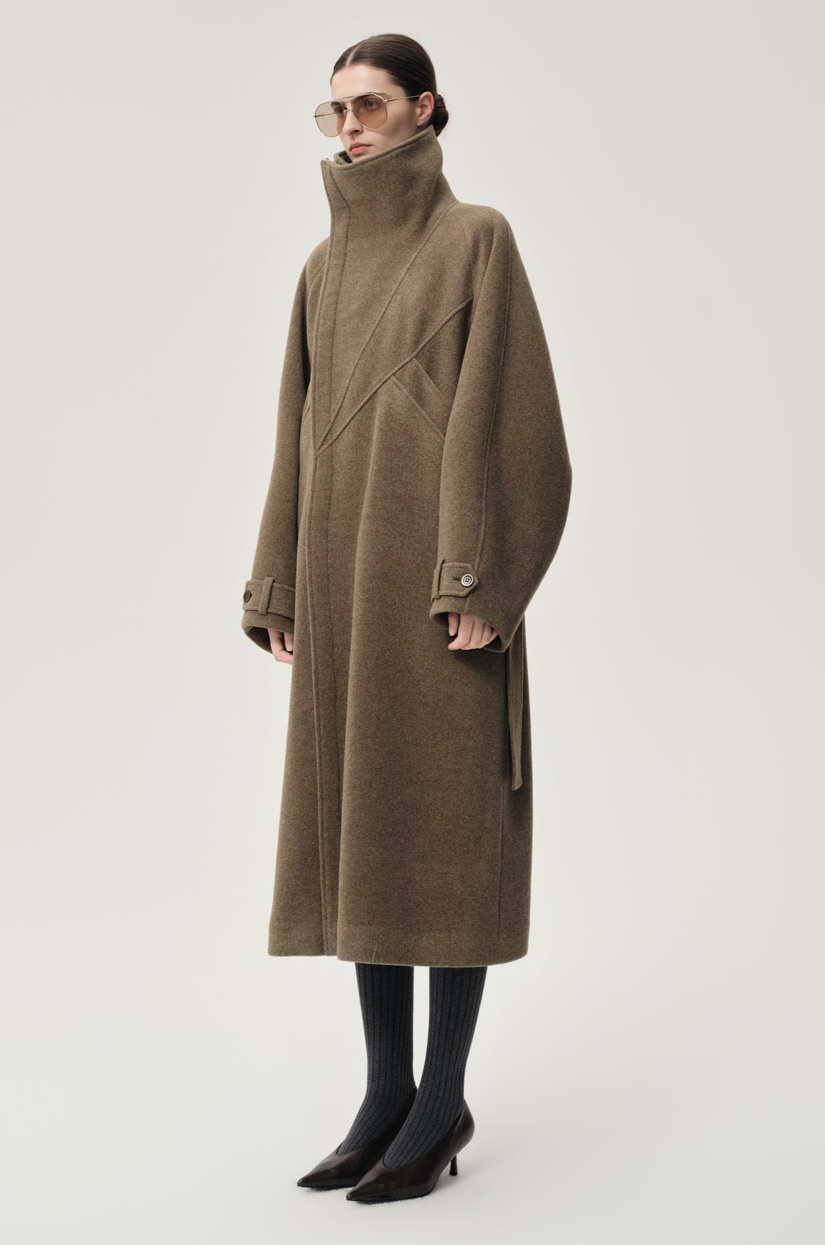 Double Alpaca Wool Wrap Coat Squirrel Melange