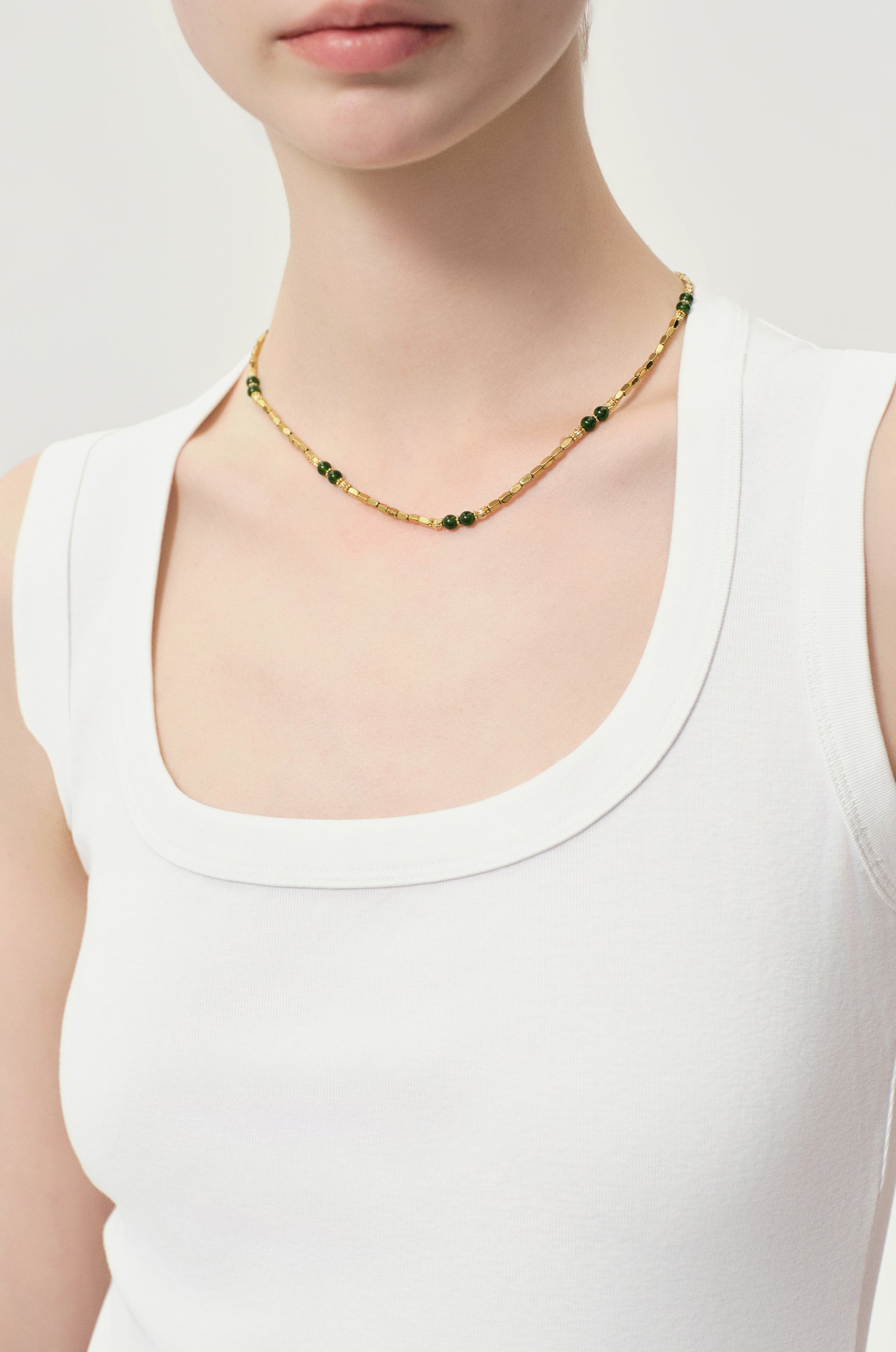 Aurea gold-plated malachite necklace