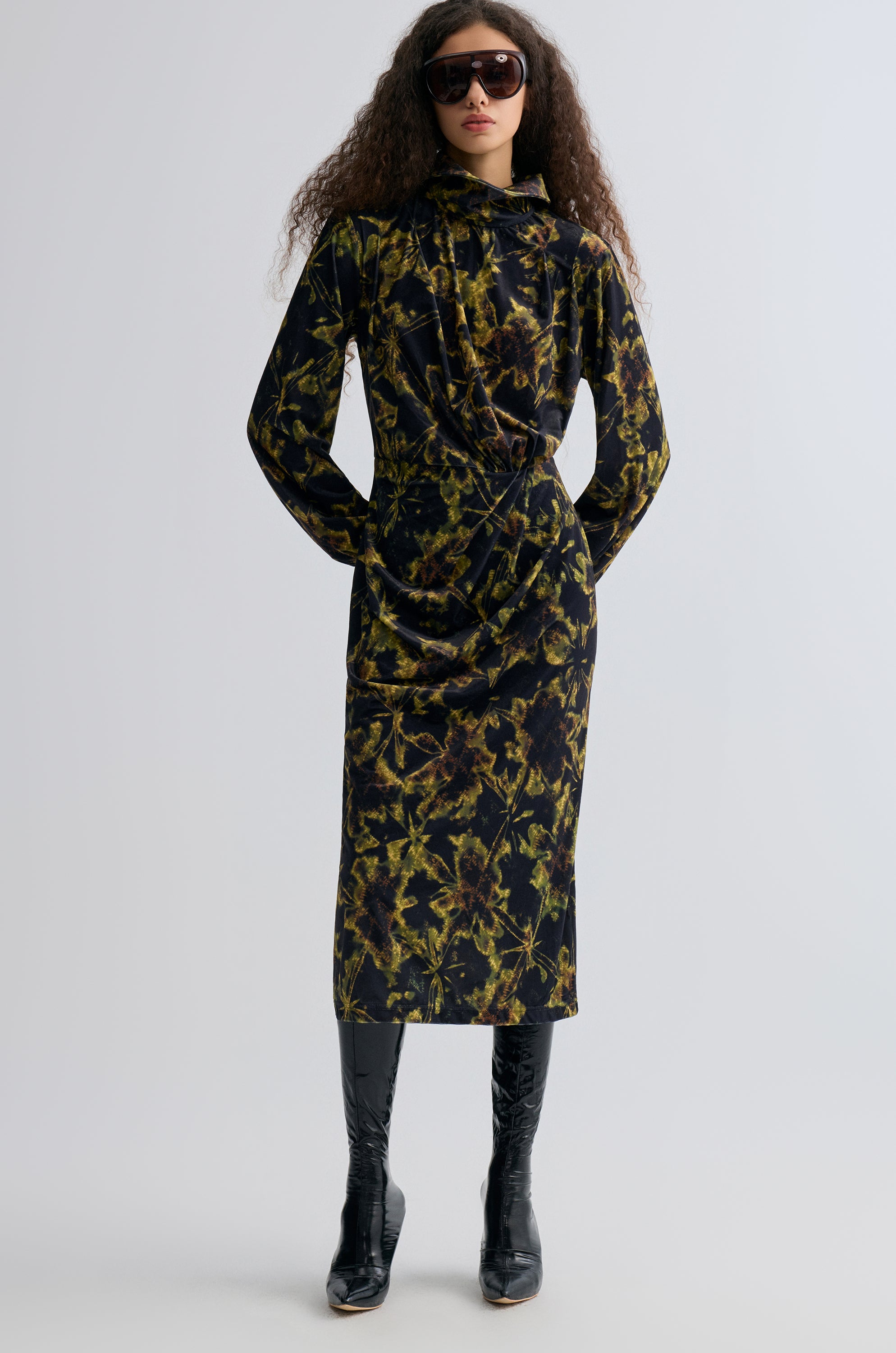 Velvet Printed Dress