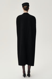 Double-faced Sculptural Wool Cape Coat Black