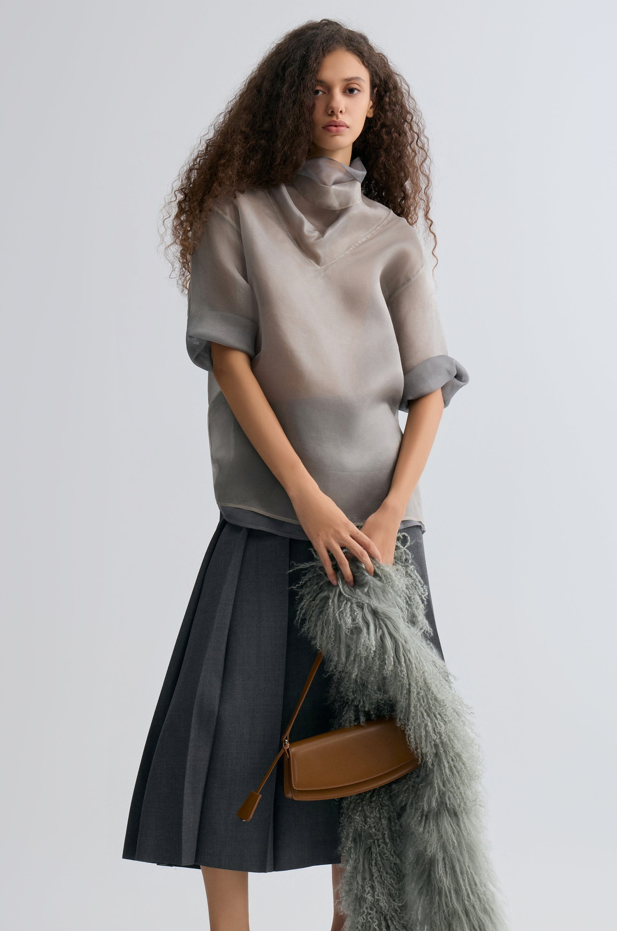 Two-tone Reversible Organza Blouse in silk
