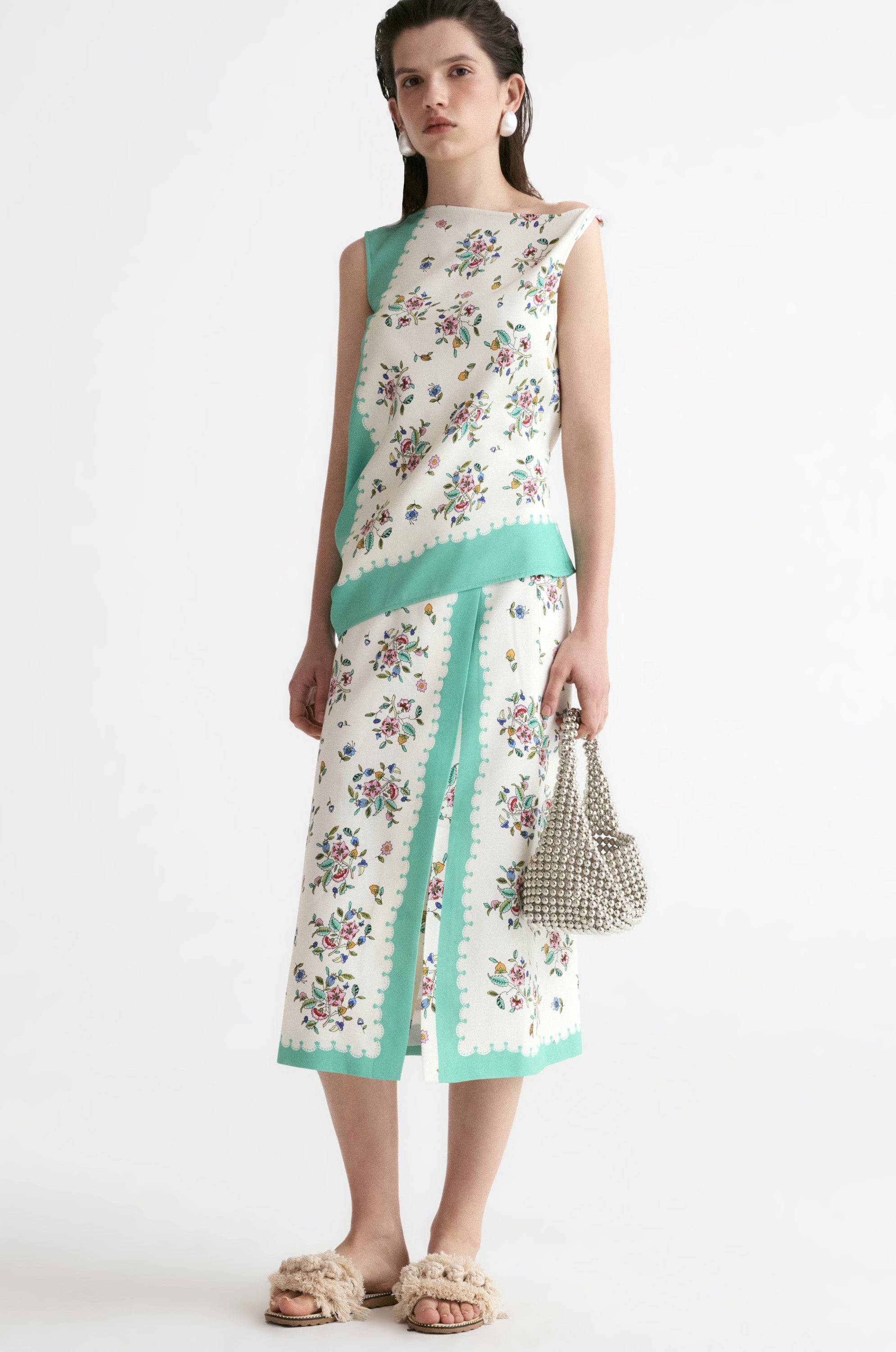 Scarf-print Twisted Top