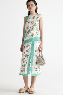 Scarf-print Twisted Top