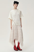 Asymmetrical Pleated Blouse Ecru