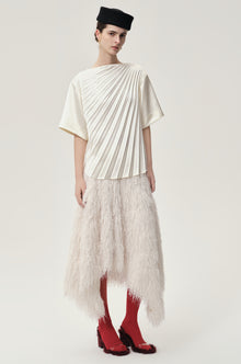 Asymmetrical Pleated Blouse Ecru