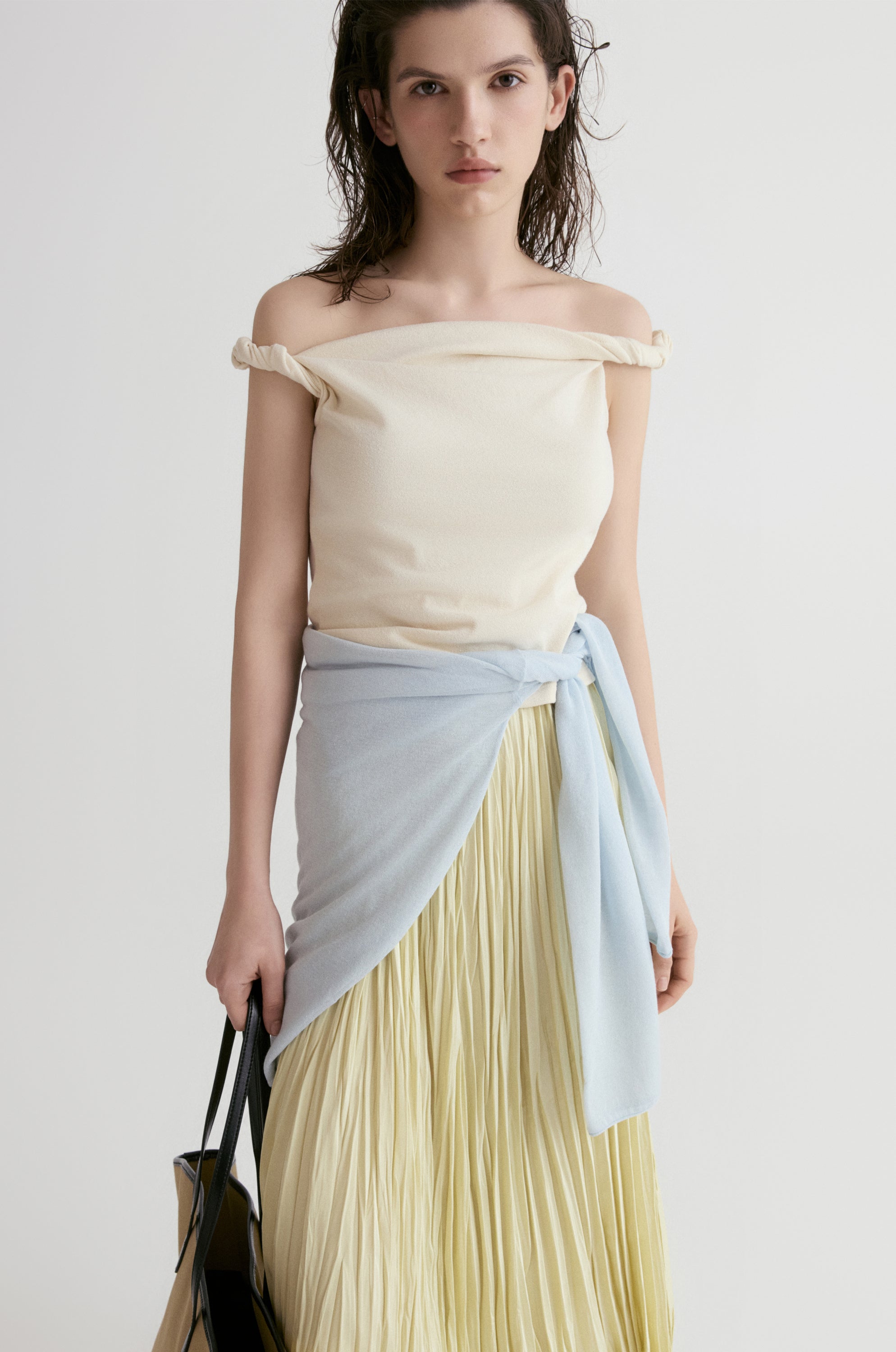 Dry Loop Terry Twisted Tank Top-Ivory