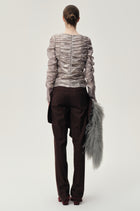 Metallic Silk Elastic Gathered Blouse Silver