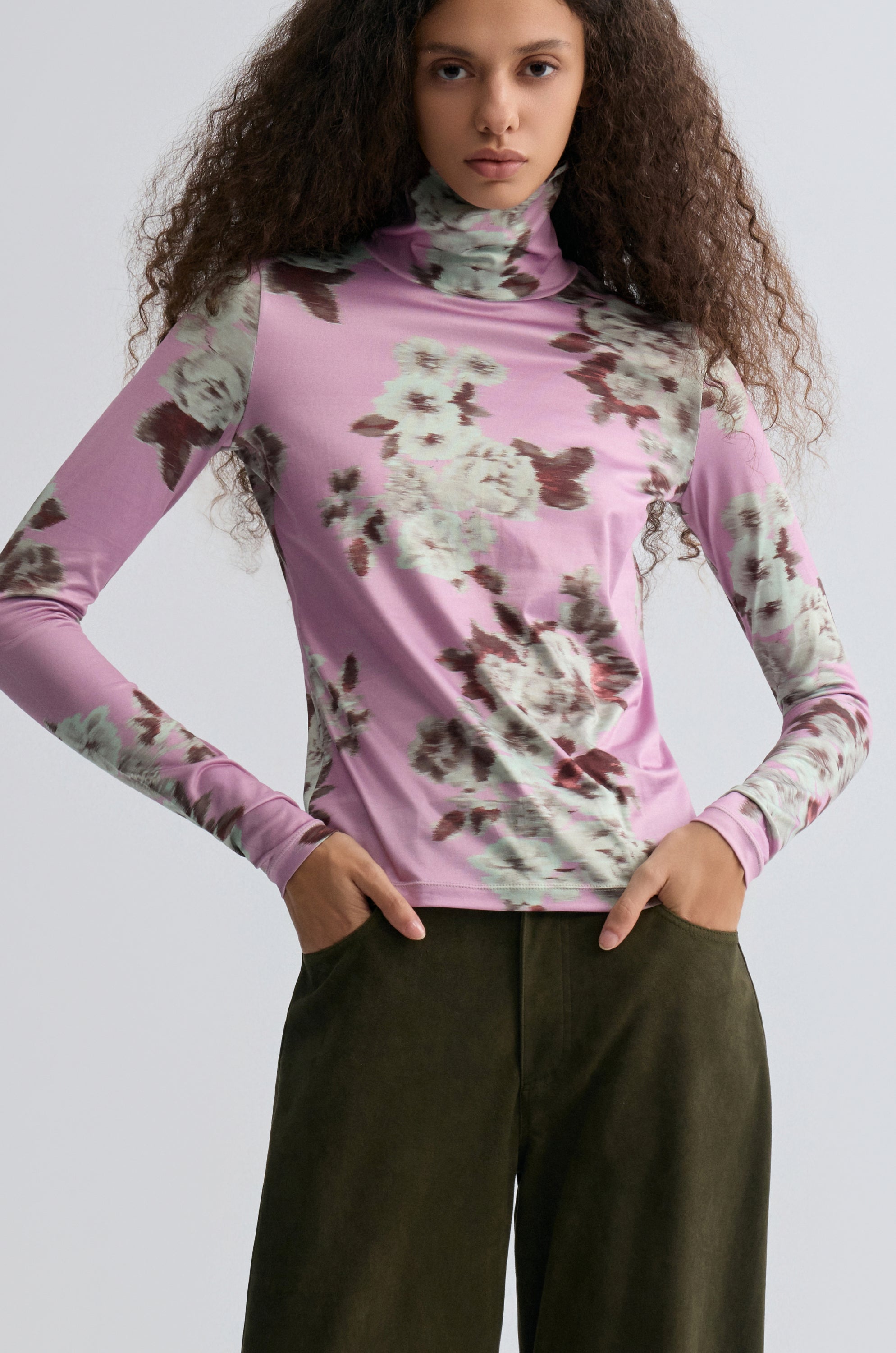 Rosetta Long Sleeve Turtleneck Top Mauve