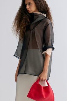 Two-tone Reversible Organza Blouse in silk Black