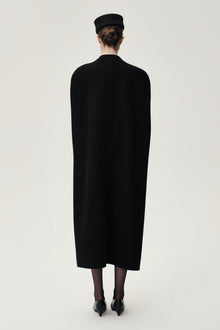 Double-faced Sculptural Wool Cape Coat Black