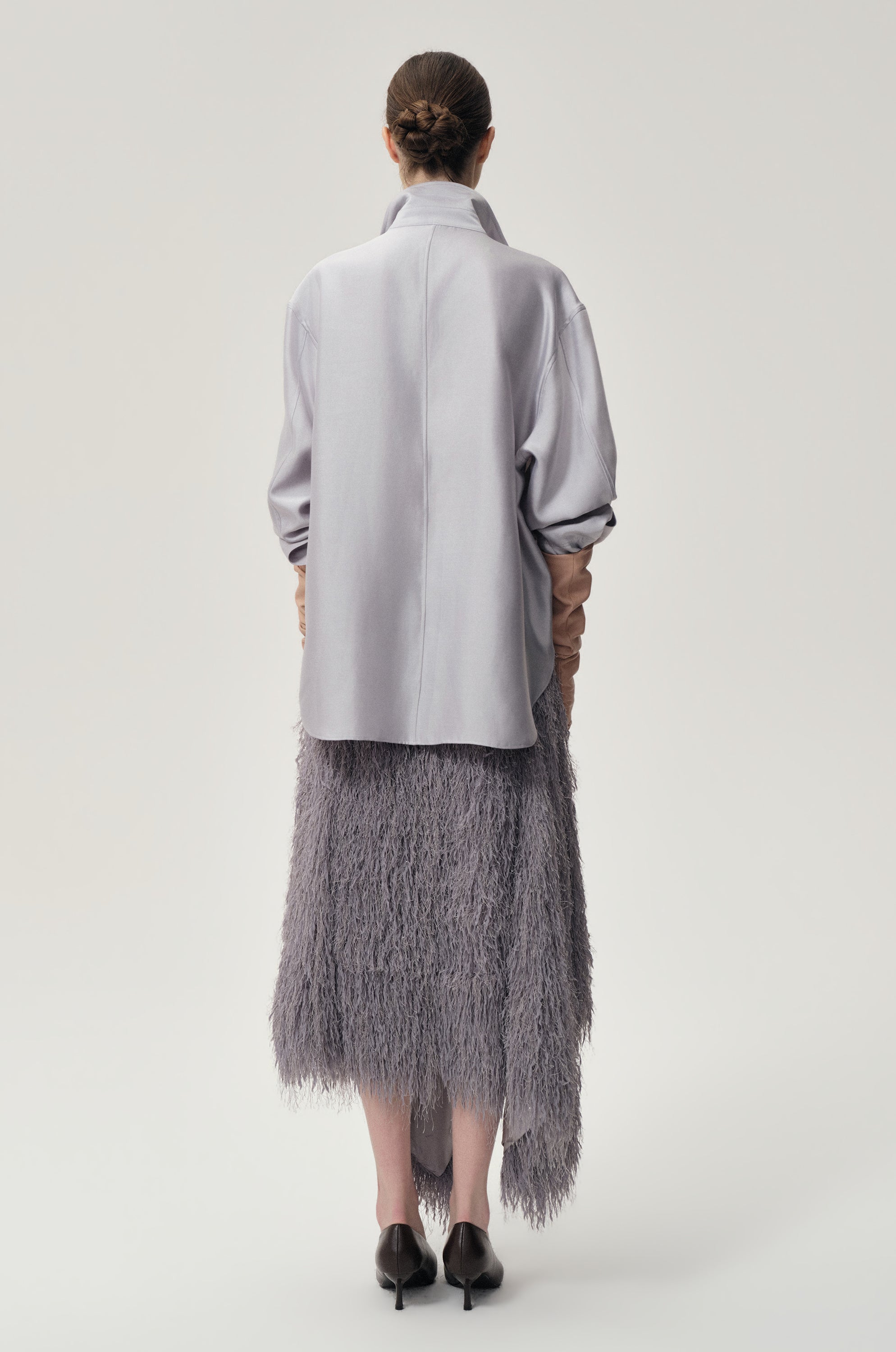 Stud-embellished Shirt Pale Grey