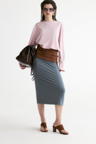 Rib Two-tone Skirt-Carbon Blue