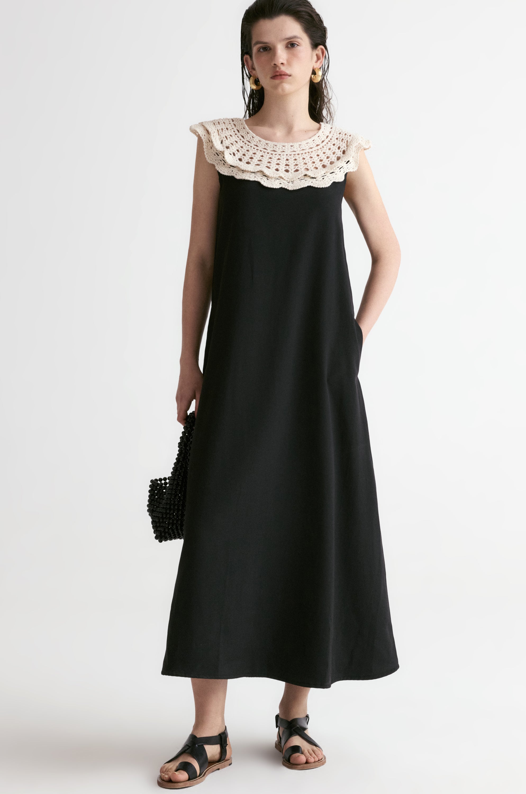 Majorelle Hand-Crochet Collar Dress