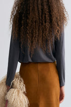 Cowl Jersey Top Heather Grey