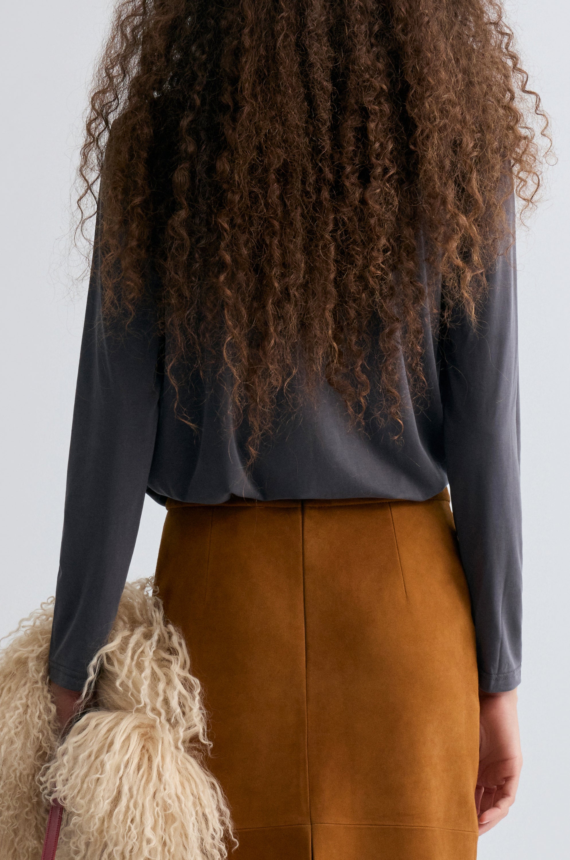 Cowl Jersey Top Heather Grey