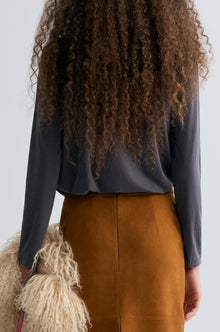 Cowl Jersey Top Heather Grey