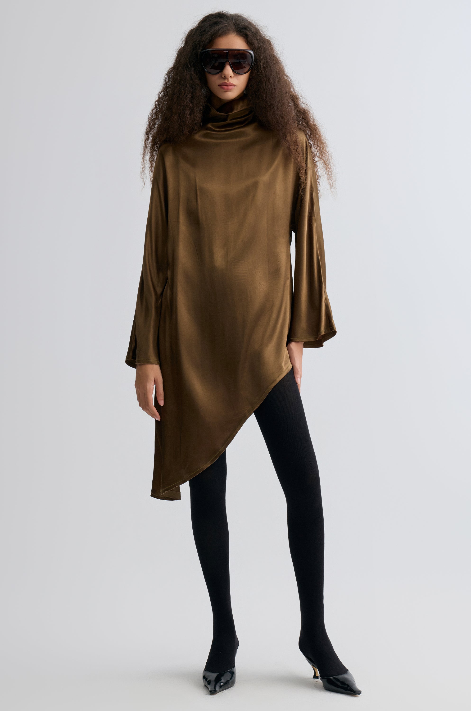 Asymmetric Slouch-neck Blouse