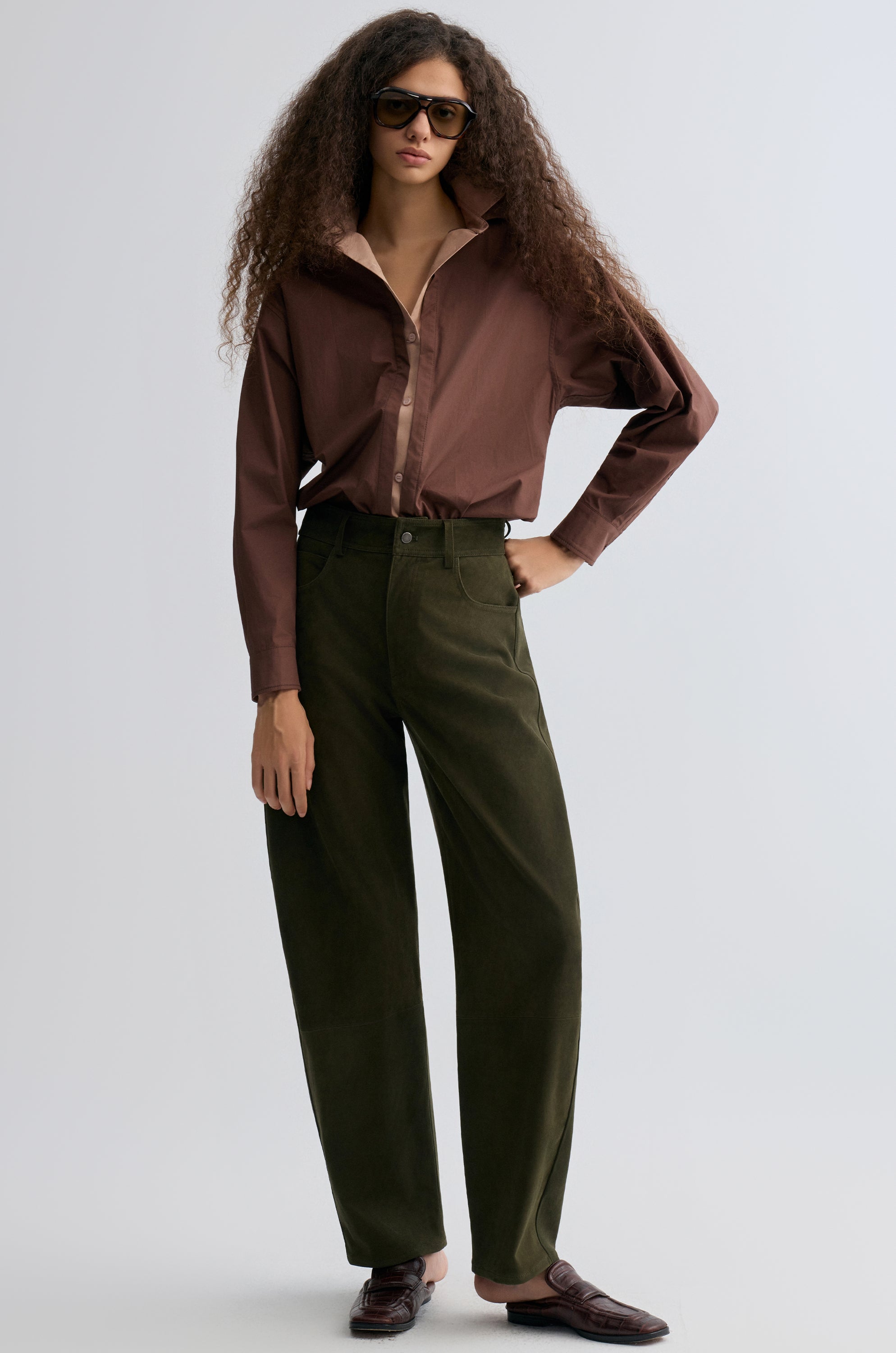 Relaxed Double-layer Shirt Rum