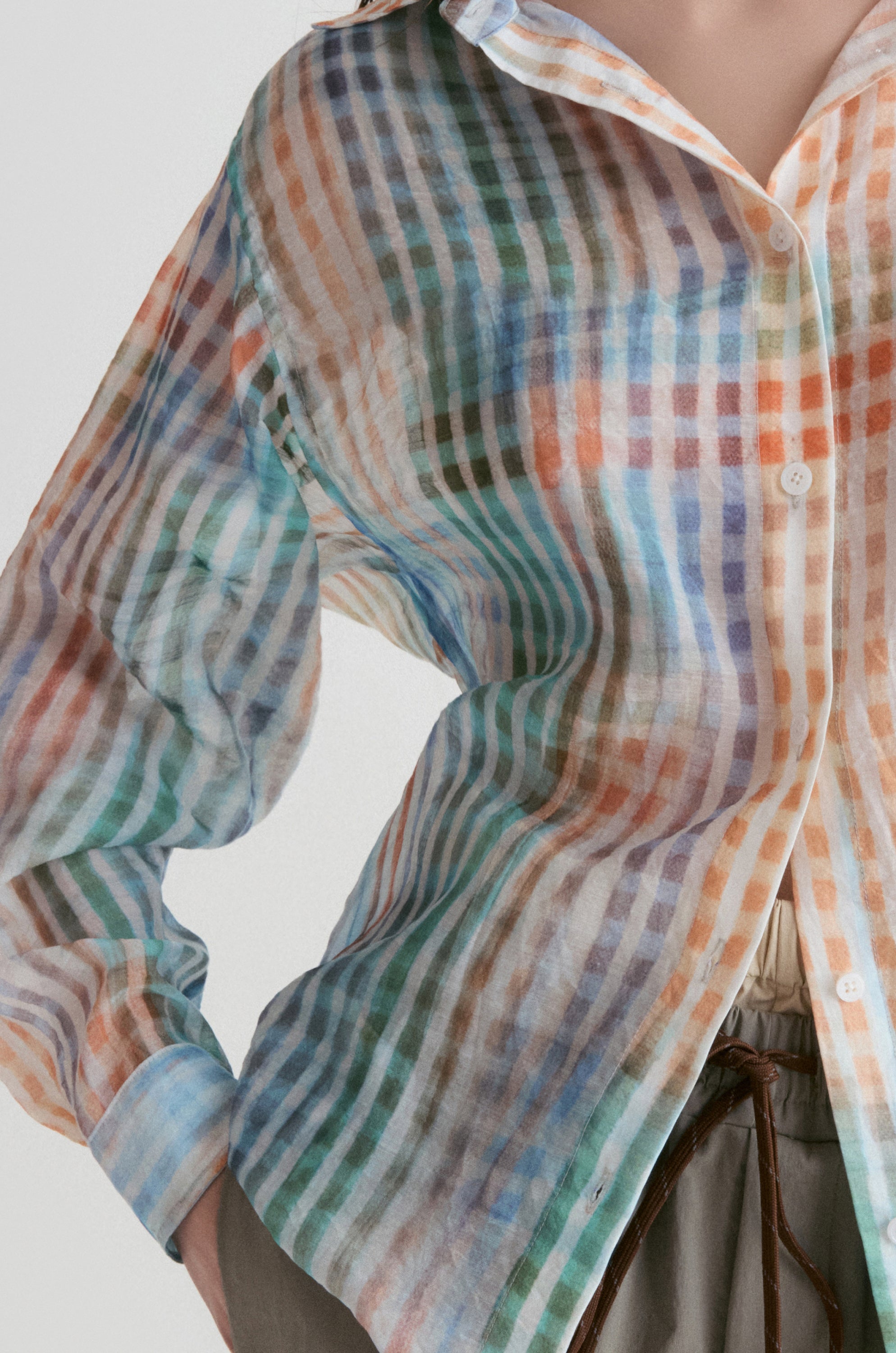 Amalfi Checked Sheer Oversize Shirt