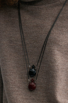 Flask-shaped Pendant Necklace Burgundy