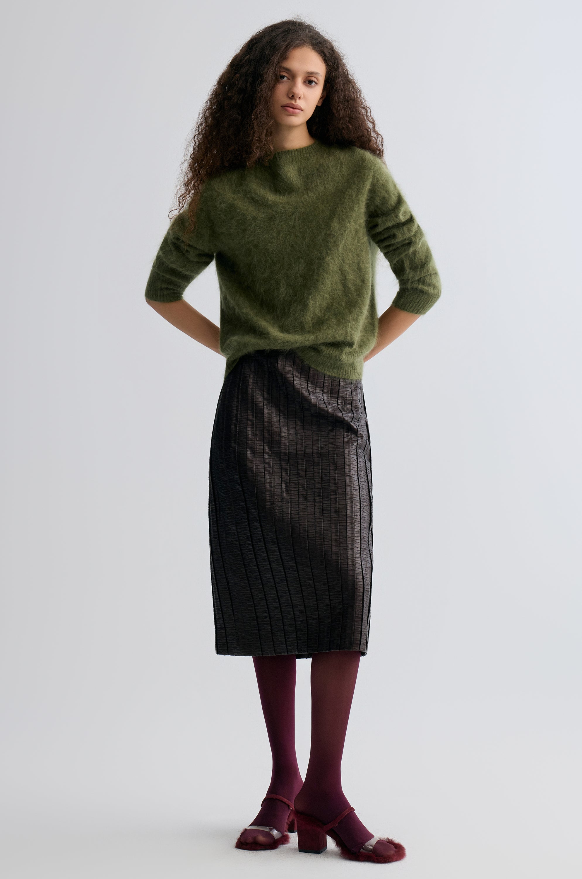Plush Boxy  Brushed Cashmere Sweater Moutain Green
