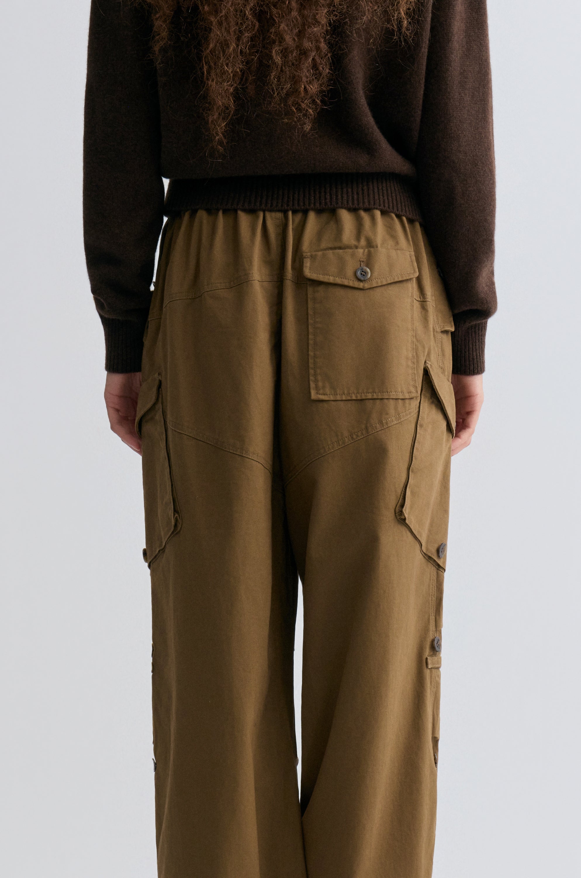 Washed Baggy Cargo Trousers Chocolate