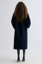 Clara Collarless Coat Dark Blue