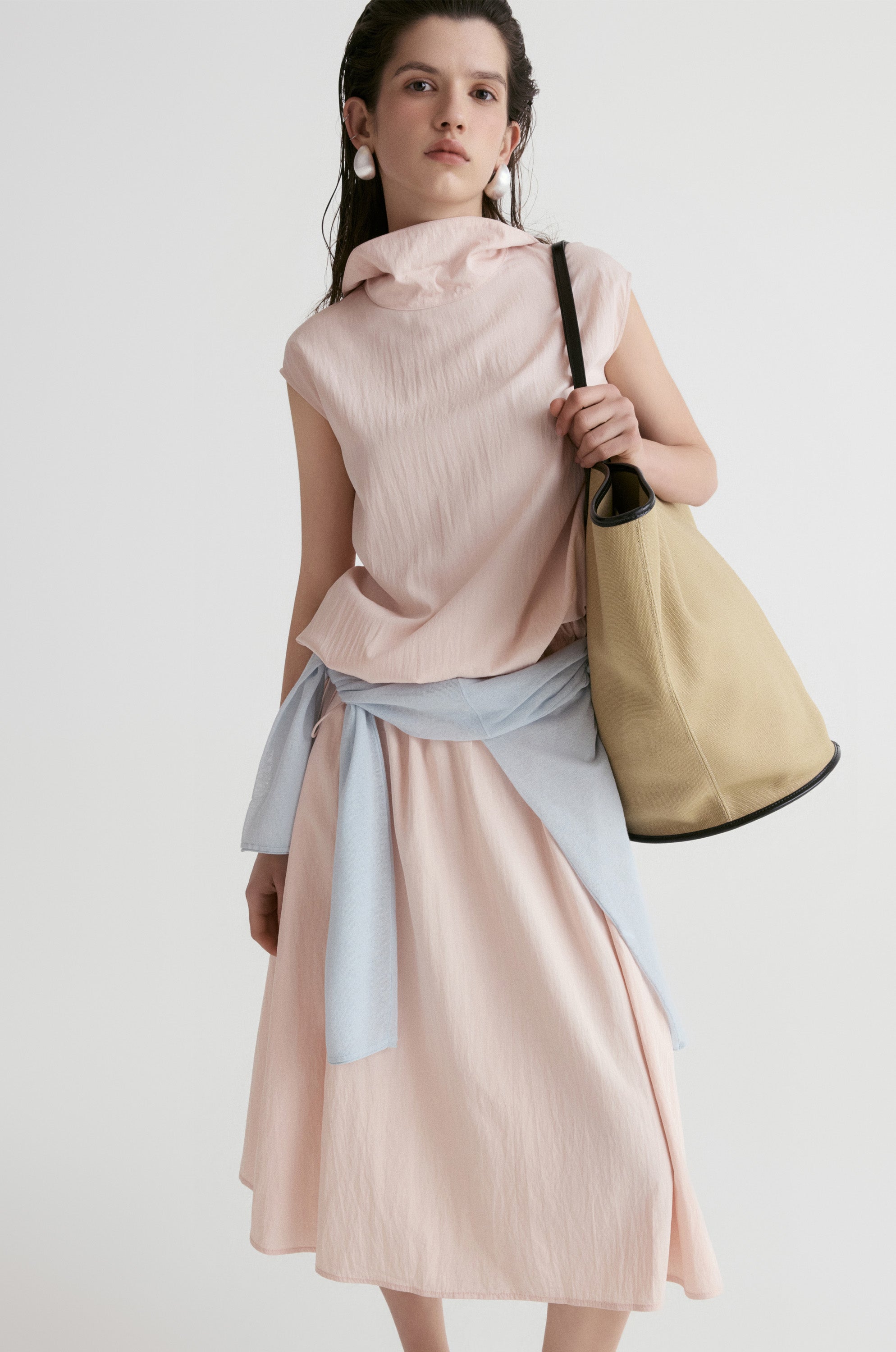 Amalfi Elasticated Dress-Blush