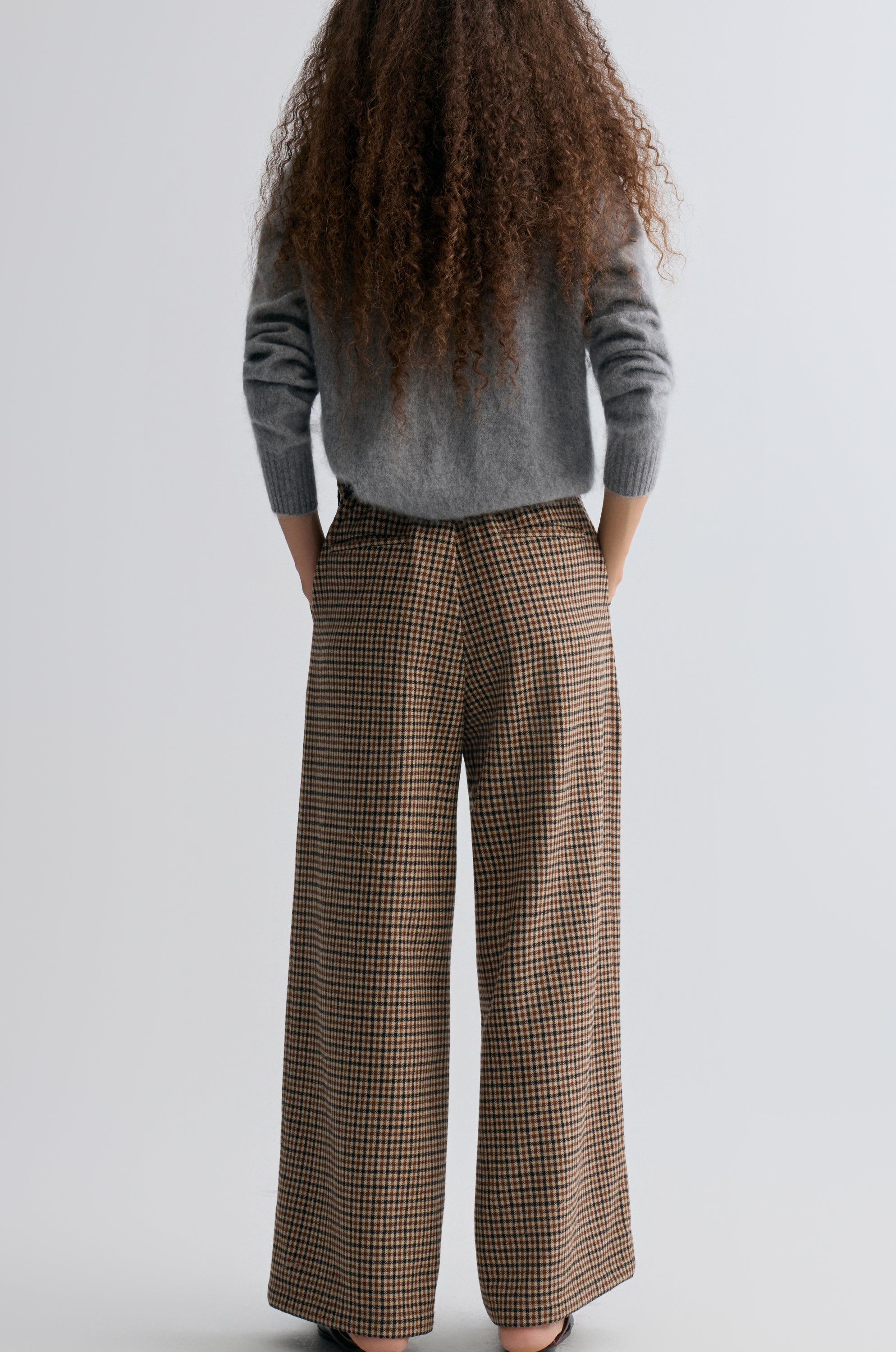 Check Wide-leg Trousers