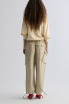 Washed Baggy Cargo Trousers Dusty Ivory