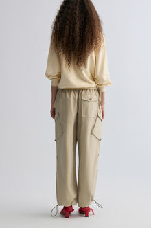 Washed Baggy Cargo Trousers Dusty Ivory