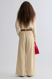 Corduroy Wide-leg Trousers Ivory