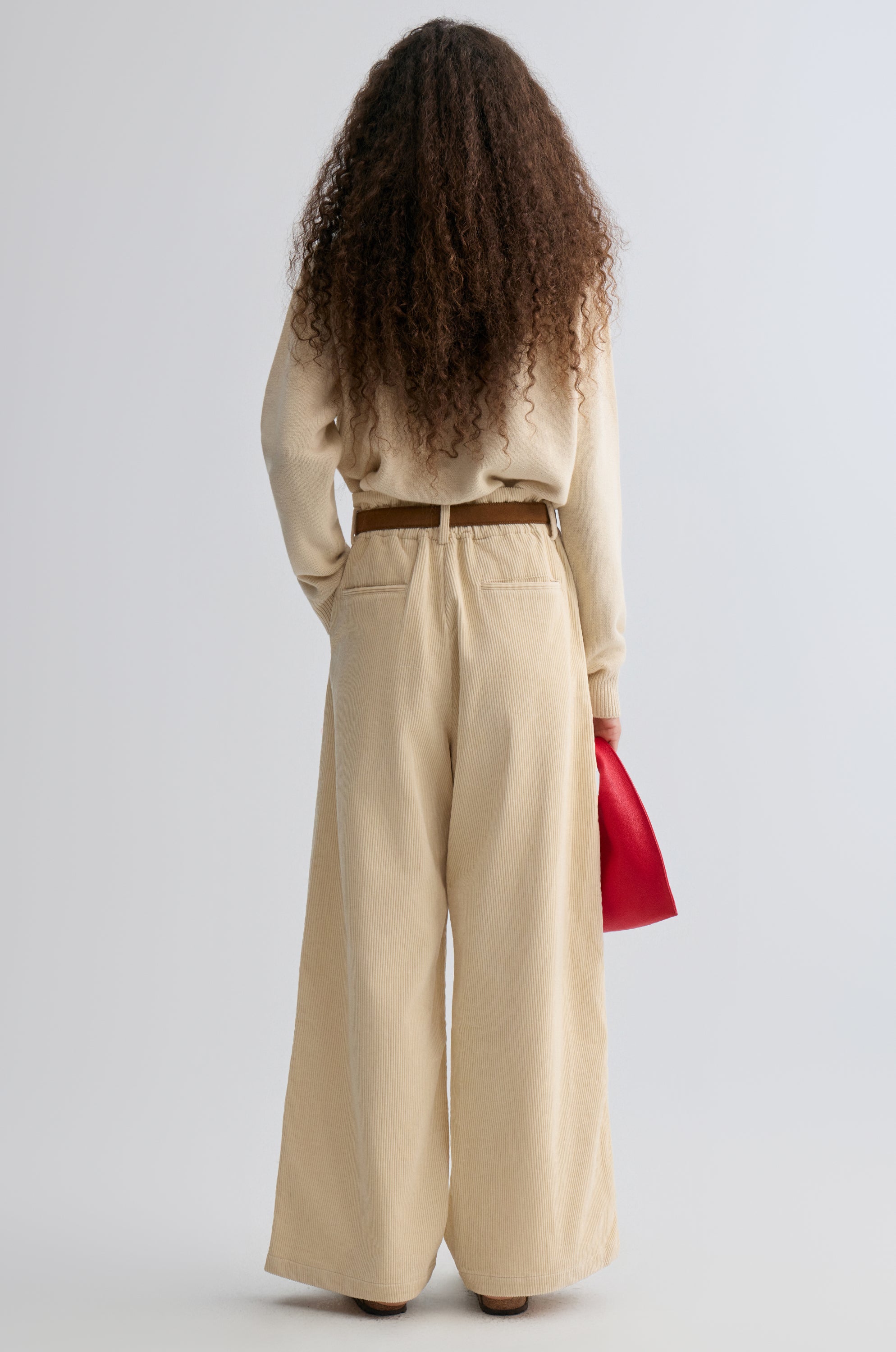 Corduroy Wide-leg Trousers Ivory