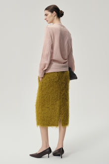 BOUCLÉ Mohair Midi Skirt Olive