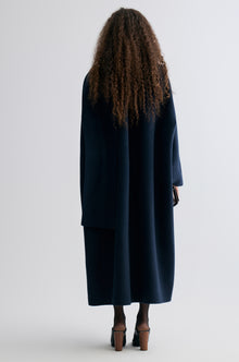 Oversized Double-faced Scarf Coat Navy