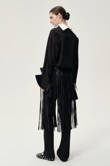 Double-layer Collar Shaped Shirt Black/White