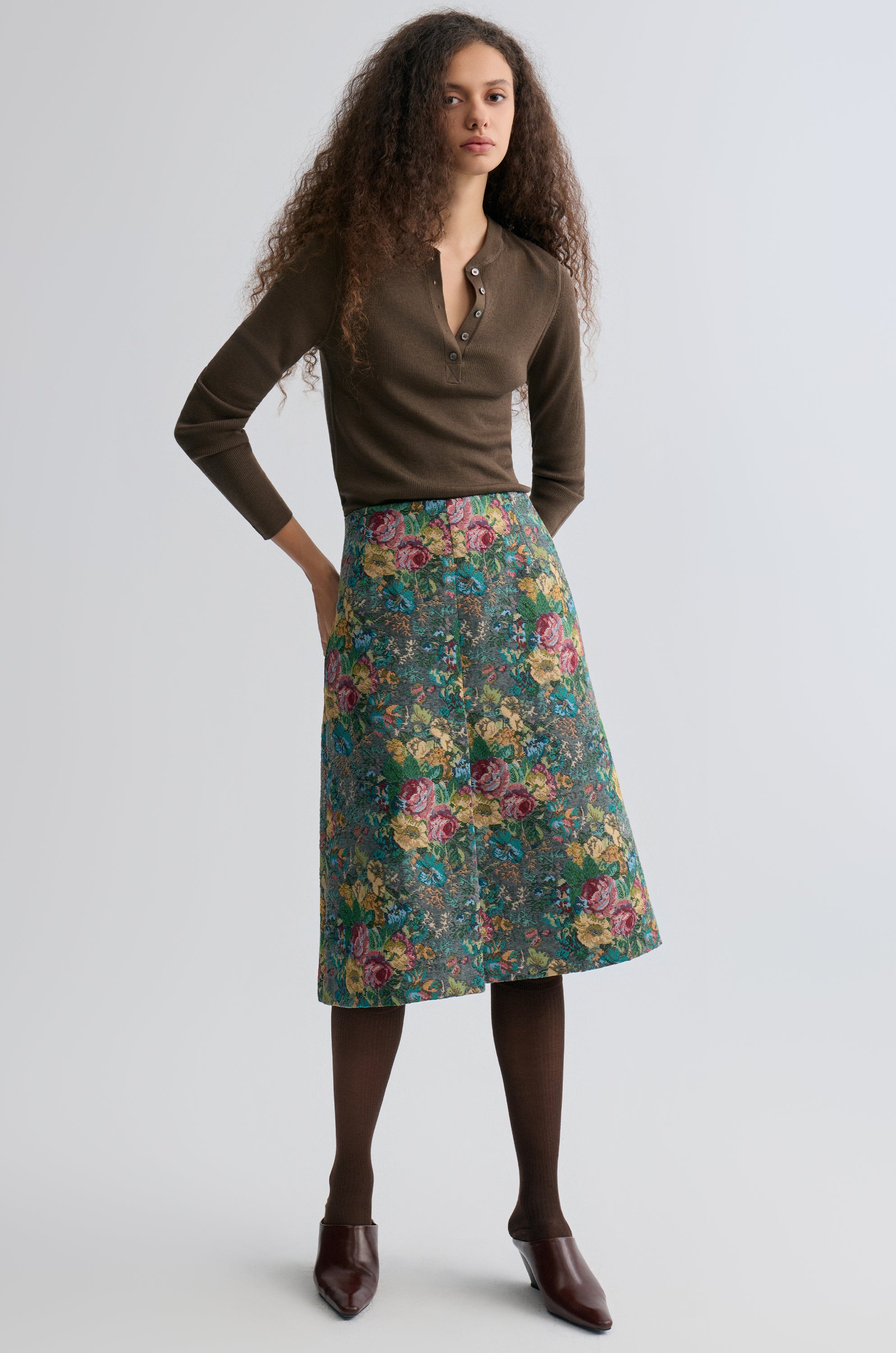 Rosetta Jacquard Skirt Grey