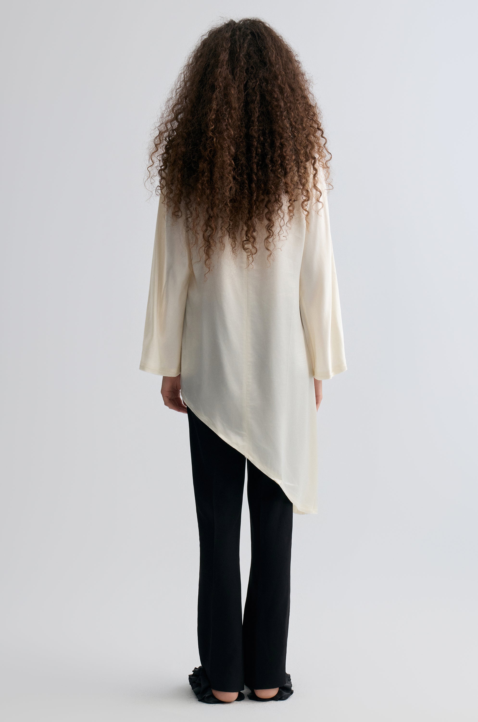 Asymmetric Slouch-neck Blouse Cream