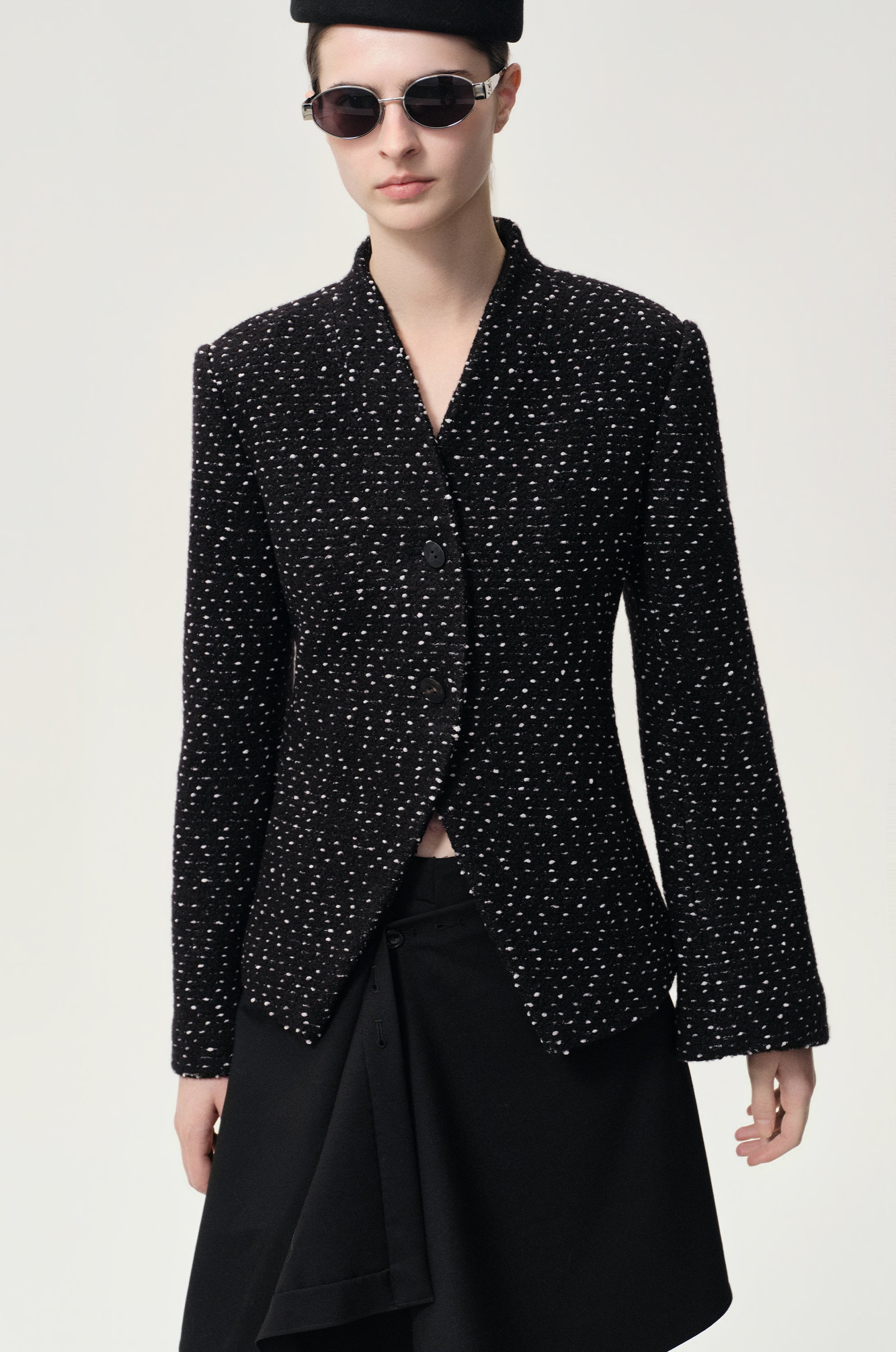 Collarless Sculptural Jacket Black
