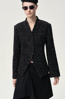 Collarless Sculptural Jacket Black