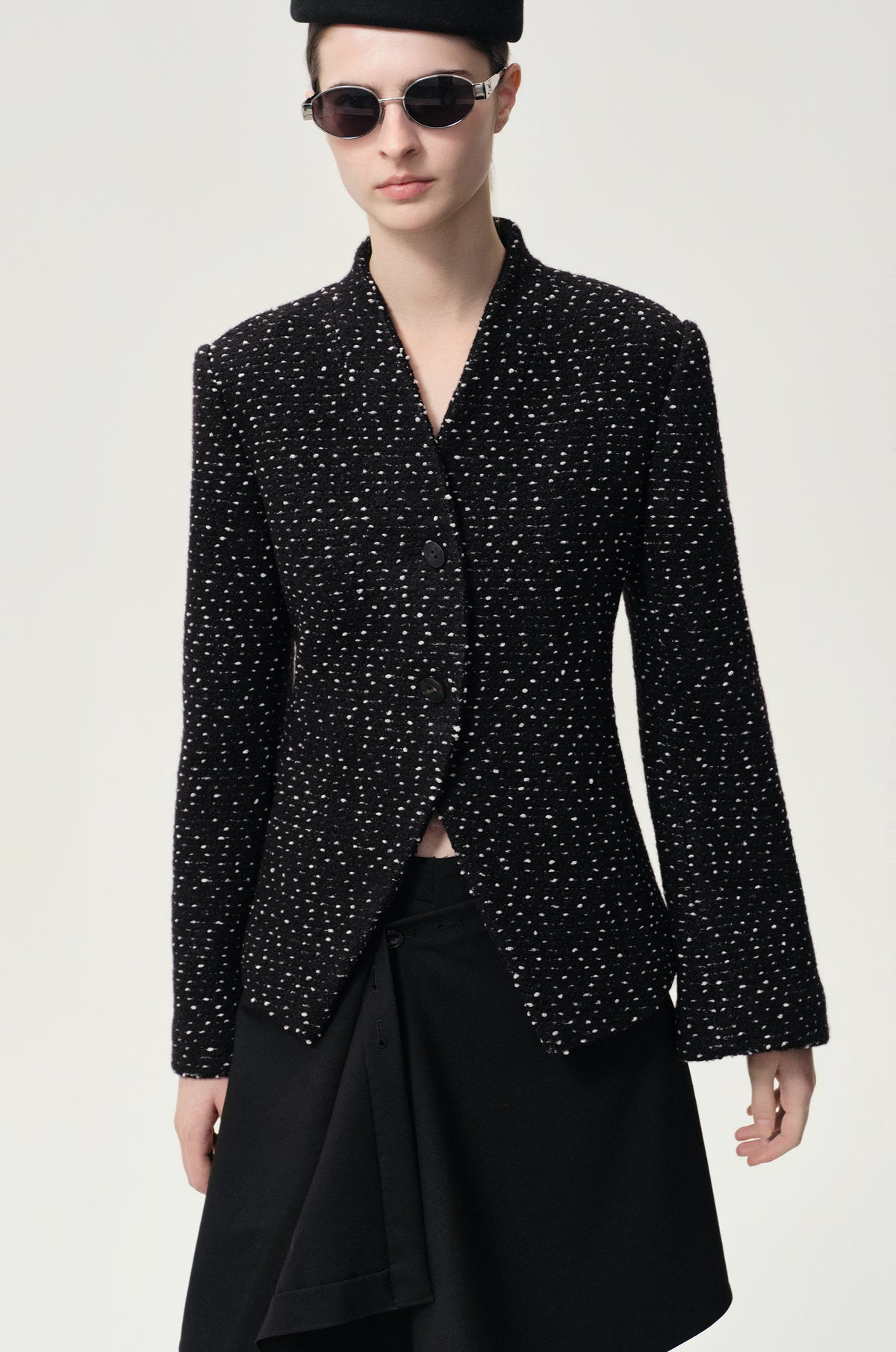 Collarless Sculptural Jacket Black