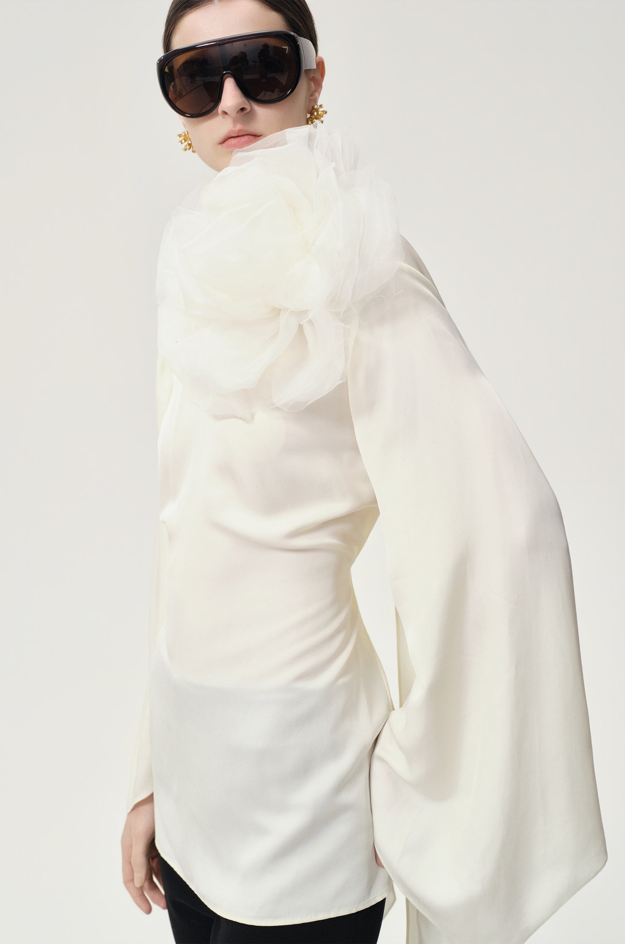 Reversible Scarf Blouse Ecru