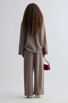 Wide-leg knitted Trousers Taupe Melange