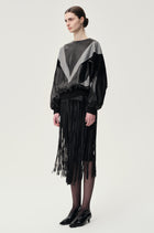 Patchwork Leather Sweater Black/Grey