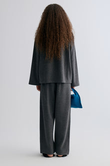 Wide-leg knitted Trousers Grey Melange
