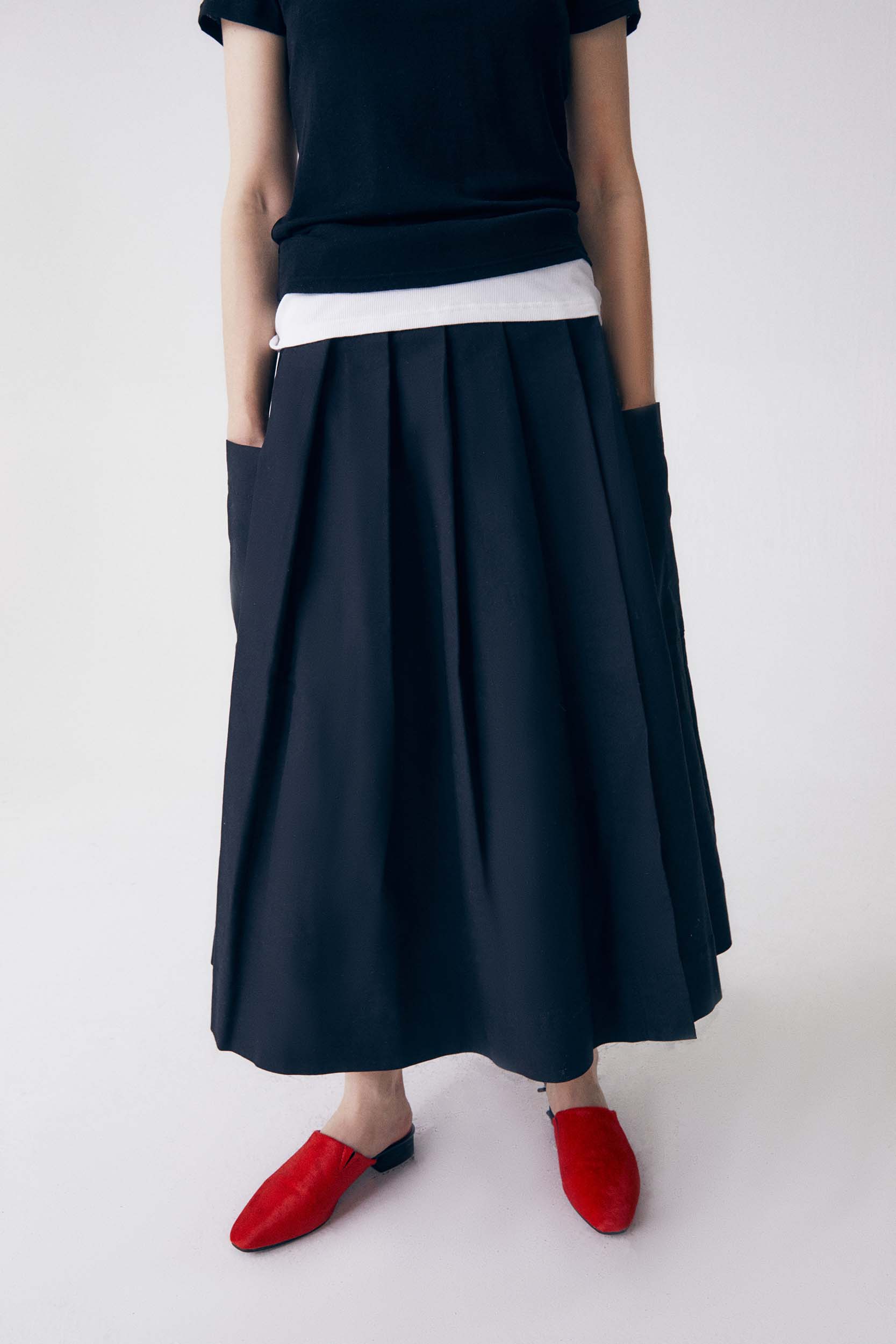 Loose fit Wrap Pleated Cotton Skirt