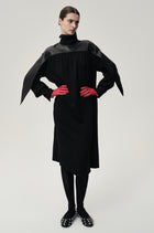 Leather Gathered Dress Black
