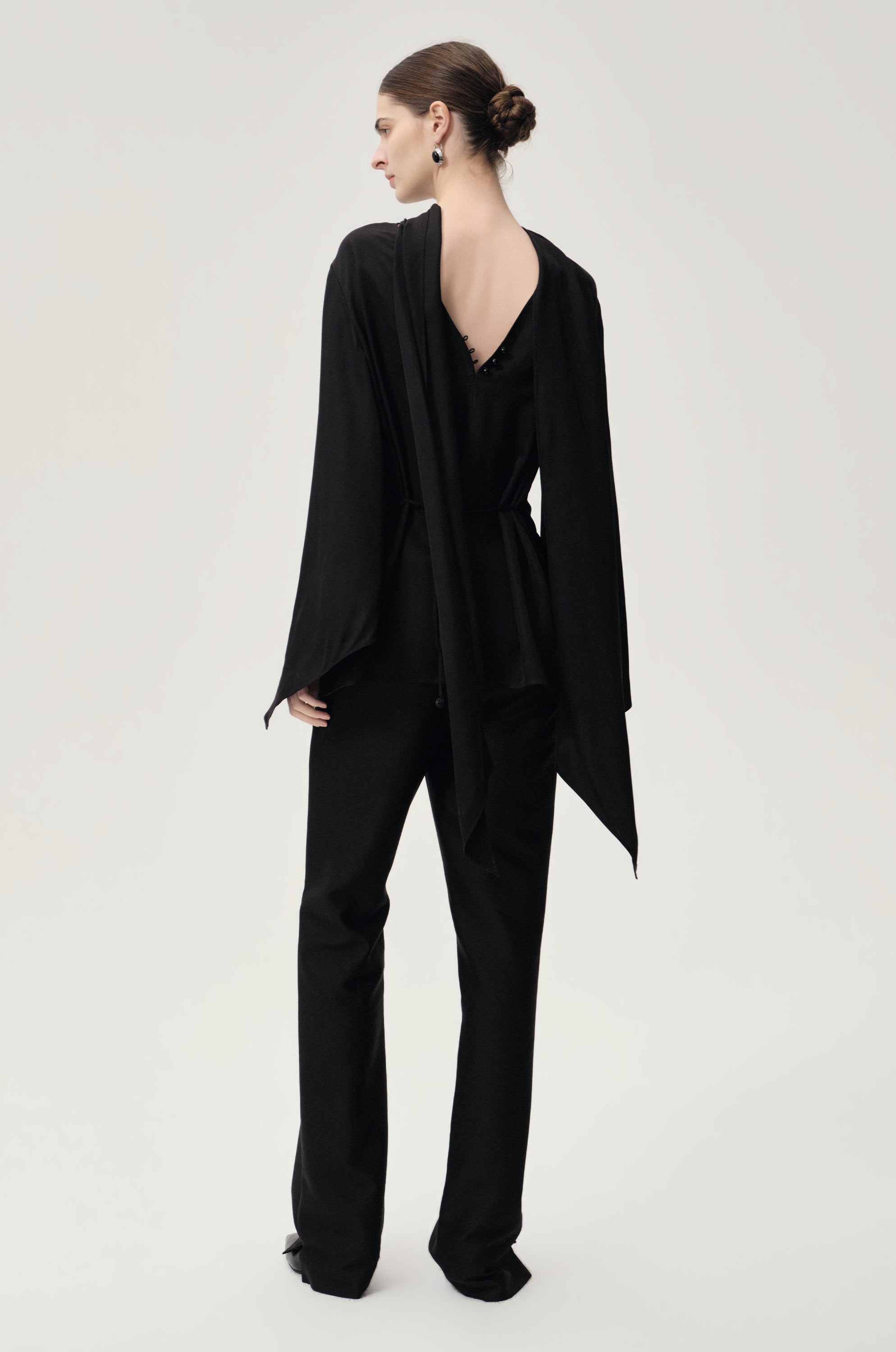 Reversible Scarf Blouse Black