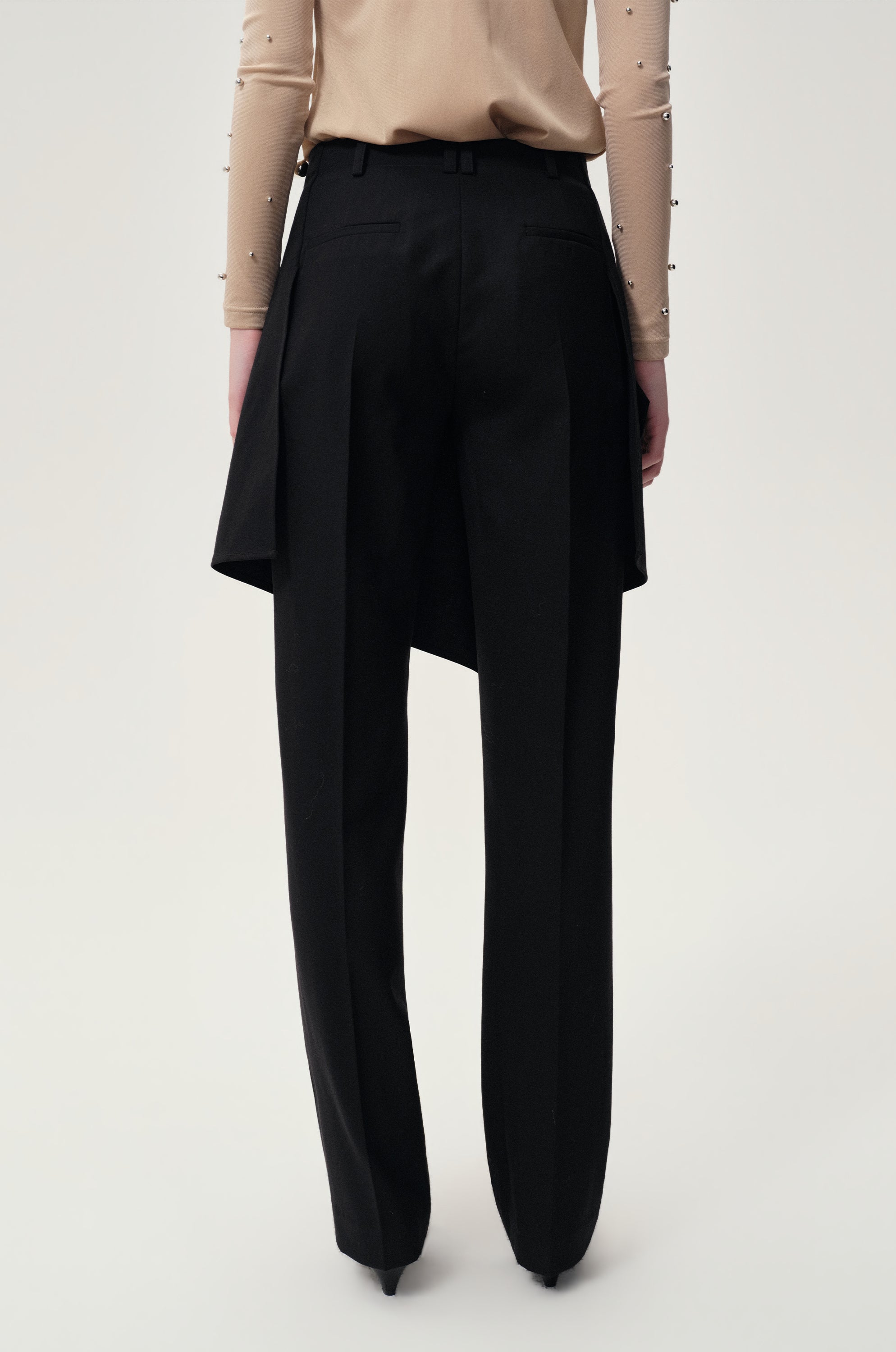 Layered Skirt Trousers Black